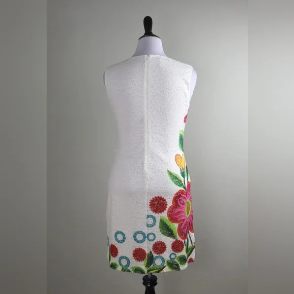 Desigual White Dress with Red and Blue Floral Accents - Picture 2 of 14